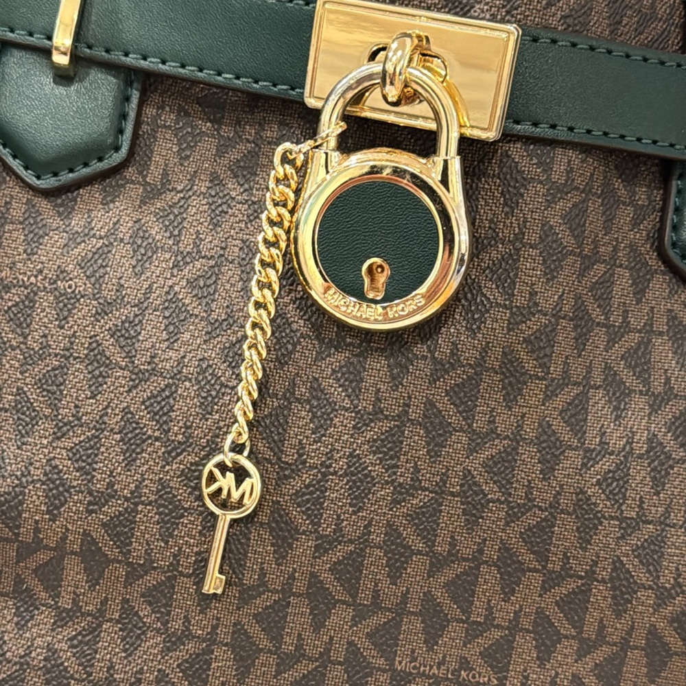 Michael Kors Bag Brown Forest Green Jet Set Signature Hamilton Tote Bag - Picture 6 of 17